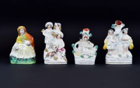A Good Collection of Mid 19th Century Staffordshire Figures and Spill Vases ( 4 ) In Total - Please
