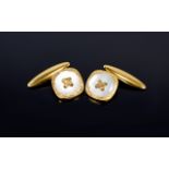 A Fine Pair of 18ct Gold Gents Cufflinks with Mother of Pearl Inlay. Not Marked but Tests 18ct Gold.