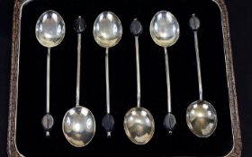 A Boxed Set of Six Silver Coffee Spoons, In As New Condition and Original Box. Hallmark Birmingham