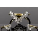 18ct Gold Diamond Set Wishbone Ring, The ( 18 ) Diamonds of Good Colour, Est Diamond Weight 1ct.