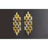 Ladies Pair of Quality 14ct Gold Set Earrings / Drops ' In The Panther Design ' Each Set with Small