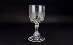 A Victorian Fine Quality and Impressive Cut Glass Cameo Large Goblet. Decorated with Images of
