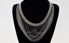 A Vintage Style Cut Steel Bead Choker Art deco style choker comprising five rows of cut steel beads