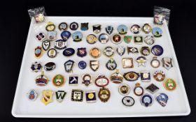 A Large And Varied Collection Of Vintage Enamel Cycling Badges Over Sixty items to include various