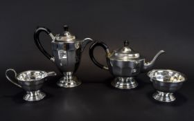 1920's / 1930's Period Silver Plated 4 Piece Tea and Coffee Service with Fluted Bodies and of Solid