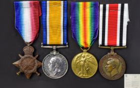 World War I Trio of Military Medals. Awarded to James Laing M2-119390 PTE J. Laing A.S.C.