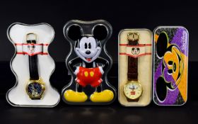 Walt Disney Watches ( 2 ) In Total. 1/ Mickey Mouse Watch, with Brown Leather Strap & Comes In Its