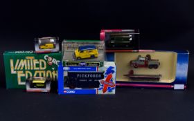 A Selection Of boxed Corgi Vehicles including yellow and blue van - Collector Club 1990,