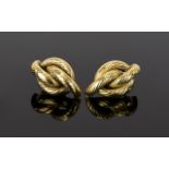 Ladies 9ct Gold Pair of Textured Earrings. Fully Hallmarked ' Interlocking Design ' 4.3 grams.