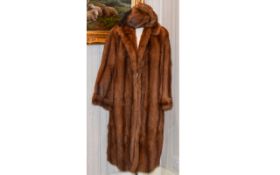 Vintage Mink Ladies Full Length Coat And Matching Hat Plush golden mink coat with revere collar,