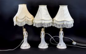 A Collection Of Table Lamps By Leonardo Collection Three in total, each with ceramic bases in the