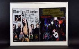 Autograph Rock Music Interest Marilyn Manson And Slipknot Framed Autographed Magazine Double