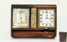 Aspreys Jaguer-le-Coultre Chrome Cased Travellers Clock and Barometer.