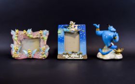 Disney Aladdin Memorabilia. Includes Aladdin Photo Frame & Schmid Musical Ceramic Genie with Lamp
