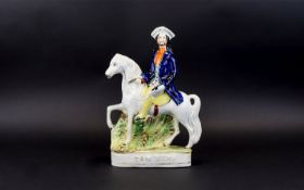Staffordshire 19th Century Hand Painted Figure ' Tom King ' Famous Highwayman on Horse Back -