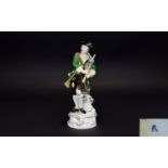 Franklin Mint Fine Hand Painted and Realistic Figure of a North American Indian Chief Holding a