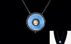 Arts & Crafts Nice Quality Charles Horner Circular Silver and Enamel Pendant with Integral /