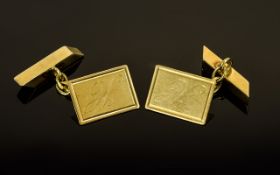 A Pair of 1970's Gents 9ct Gold Cufflinks with Original Box. As New Condition. 4.