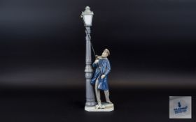 Lladro Handmade Porcelain Figure ' Lamp Lighter ' Model No 5205. Sculptor Salvador Furio.
