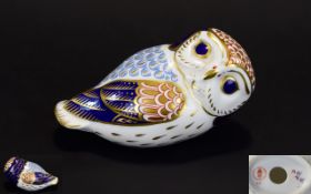 Royal Crown Derby Paperweight ' Owl ' Date 1993, No Stopper. Excellent Condition.