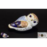 Royal Crown Derby Paperweight ' Owl ' Date 1993, No Stopper. Excellent Condition.