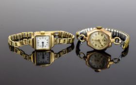 Ladies 1950's 9ct Gold Mechanical Wrist Watch with Integral 9ct Gold Bracelet.