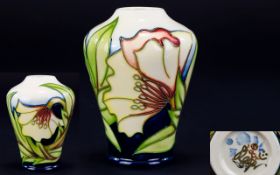 Moorcroft Small Modern Tubelined Vase, Water lilies design , designer Sian Leeper date 2005.