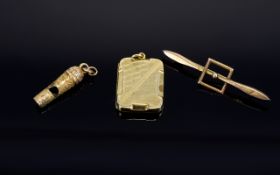 A Small Collection of Vintage and Antique Jewellery Pieces ( 3 ) In Total. Comprises 1/ 9ct Gold