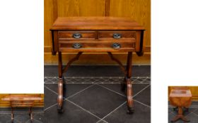 Early 20thC Drop Leaf Occasional Table ribbon inlay to top,