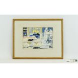 Virginia Powell (born 1939) Room with a Cat Watercolour. 8 by 11.5 inches - signed.