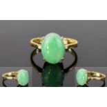 14ct Gold Set Single Stone Opal Dress Ring. The Large Oval Shaped Opal of Good Colour.