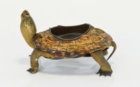 Taxidermy Interest Antique Tortoise Inkwell Standing tortoise with central circular aperture to