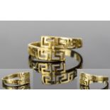 14ct Yellow Gold Greek Key Design Dress Ring. Marked 585 - 14ct. Ring Size - P. As New Condition. 2.