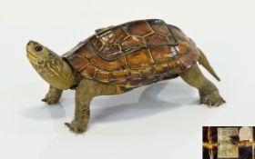 Taxidermy Interest Vintage Tortoise Inkwell Small tortoise with hinged lid to top of shell with two