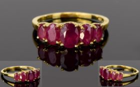 Ruby Five Stone Ring, the centre ruby being 1.