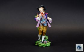 Austrian / German Fine Quality Late 19th Century Hand Painted Figurine of a Young Dandy Artist