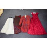 A Collection Of Vintage Ladies Clothing To include Arola red wool blend 1980's skirt suit made in