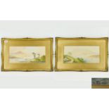 Aubrey Ramus British Artist 1895 - 1950 Pair of Watercolours ' Italian Lake Scenes ' with Sailing