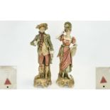 Royal Dux Large Pair of Figures In 18th Century Dress,