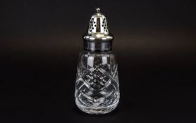 Cut Glass And Silver Plated Sugar Sifter An attractive conical shaped sugar dispenser with faceted