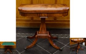 Early 20th Century Card/Gaming Table An attractive card table with ribbon inlay to top, green baize,