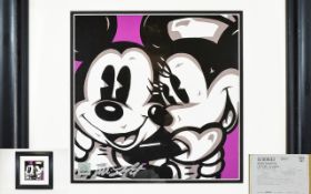 Disney Classic ' Sweethearts ' Mickey and Minnie - Allison Lefcort Signed Pop Art Lithograph on