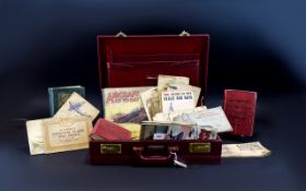 Suitcase Containing an Assortment of Ephemera to include cigarette cards, WW2 Russian War Maps,