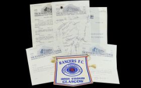 Glasgow Rangers Football Interest Autographed Letters And Ephemera A Varied collection of paperwork