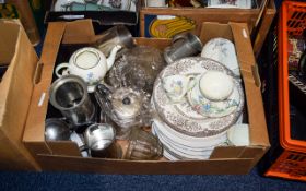 Box of Assorted Ceramics and Glass.