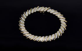9ct Gold Diamond Bracelet Set With Round Cut Diamonds, Fully Hallmarked, Estimated Diamond Weight 4.
