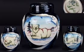 Moorcroft Collectors Club - Ovoid Shaped Tube lined Ginger Jar ( Signed ) ' Arctic Tundra ' Polar