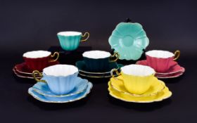 Royal Stuart Spencer Stevenson Harlequin ( 17 ) Piece Tea Service.