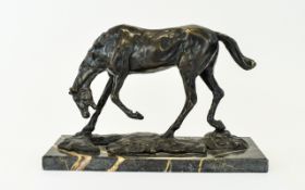 Museum of Fine Arts - Boston Cast Bronze Horse Figure After Edgar Degas 1834 - 1917.