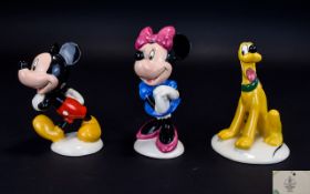 Royal Doulton Walt Disney Mickey Mouse Collection - 70 years ( 3 ) Ceramic Figures In Total.